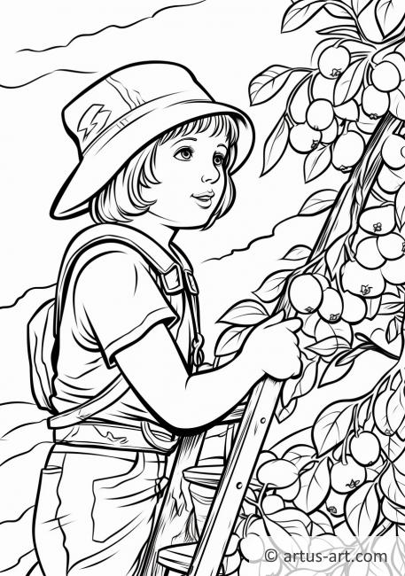 Cherry Picking Coloring Page Coloring Page